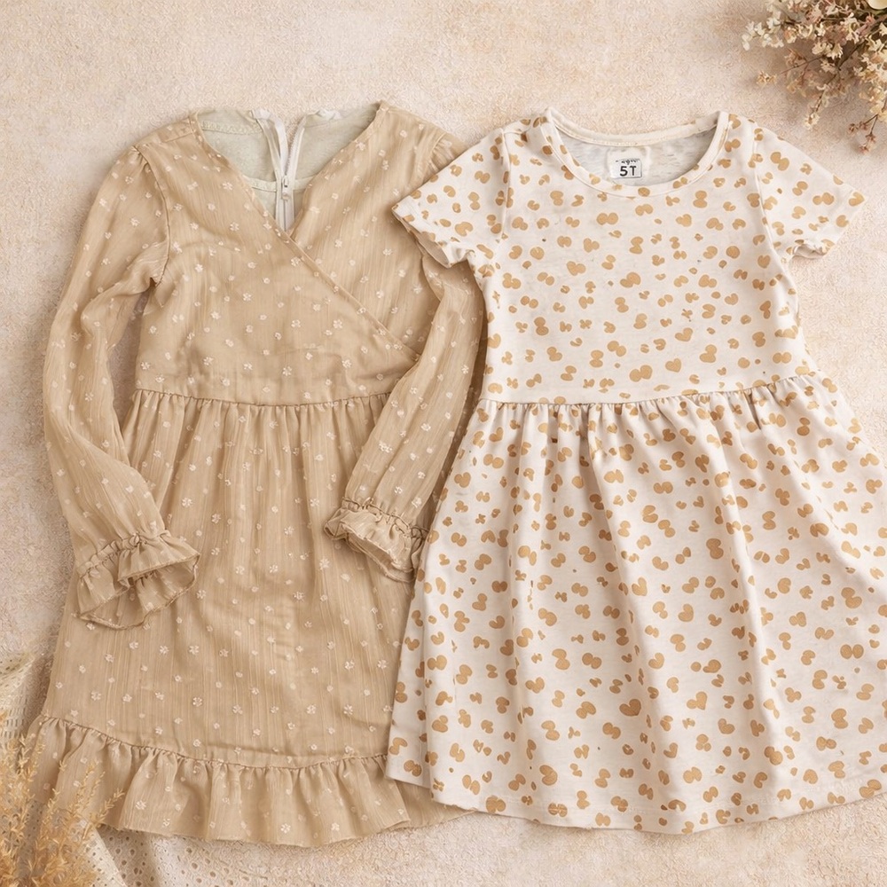 Girls Dress Lot Size 5‎ / 110 – Carter’s & SHEIN Neutral Boho